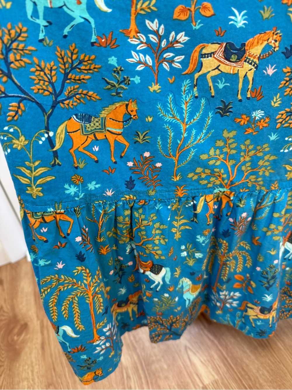 Printfresh Gorgeous Blue Horse Nightgown / House Dress / MuuMuu - Picture 7 of 14